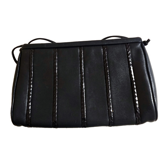 Vintage Anne Klein for Calderon Black Leather Crossbody Bag - Picture 4 of 11